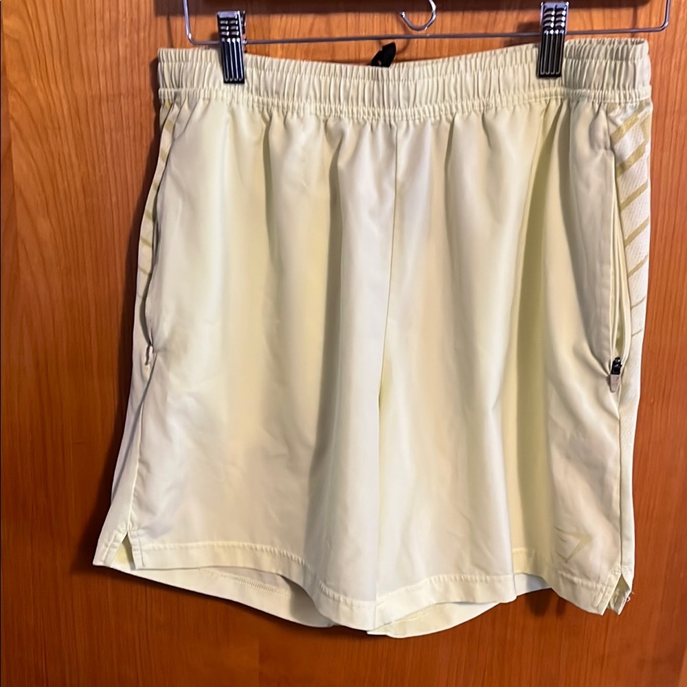 Gymshark Yellow Athletic Shorts Soft Fabric Elastic Waistband